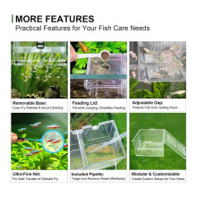 Triple-Chamber Aquarium Fish Breeder & Isolation Box, Transparent Hatching Incubator Tank with Suction Cups & Hook