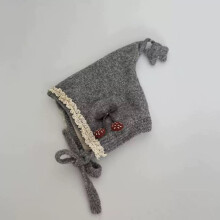 (Gray)Infant Toddler Wool Hat With Earmuff Style For Cold Season Warmth And Resistance Wind