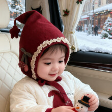 (Red)Infant Toddler Wool Hat With Earmuff Style For Cold Season Warmth And Resistance Wind