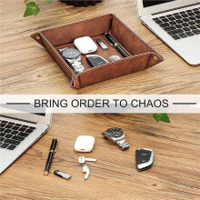 Plateau de Bureau Pliable, Organiseur de Pièces de Monnaie Rétro Créatif à Quatre Coins, Petit Récipient de Rangement pour Objets