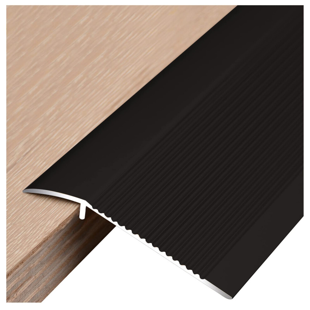 Nonslip Aluminum Floor Transition Strip For Uneven Surfaces, Adjustable Ramp Threshold Black Long 9771547818502
