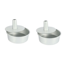 2pcs 8 Inch Aluminum Alloy Round Chiffon Cake Pan Removable Bottom Hollow Chimney Cake Mold Diy Baking Cake Tools