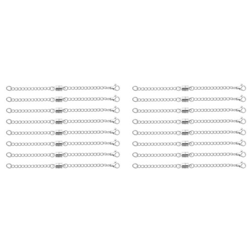16X Prolunga per Collana Magnetica Prolunga per Catena Regolabile per Collane, Fermagli e Chiusure per Collane Magnetiche Argento