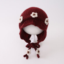 (Red,49-52cm)Kids Winter Knit Hat With Flap For Toddler Girls Cold Season Protective Wear