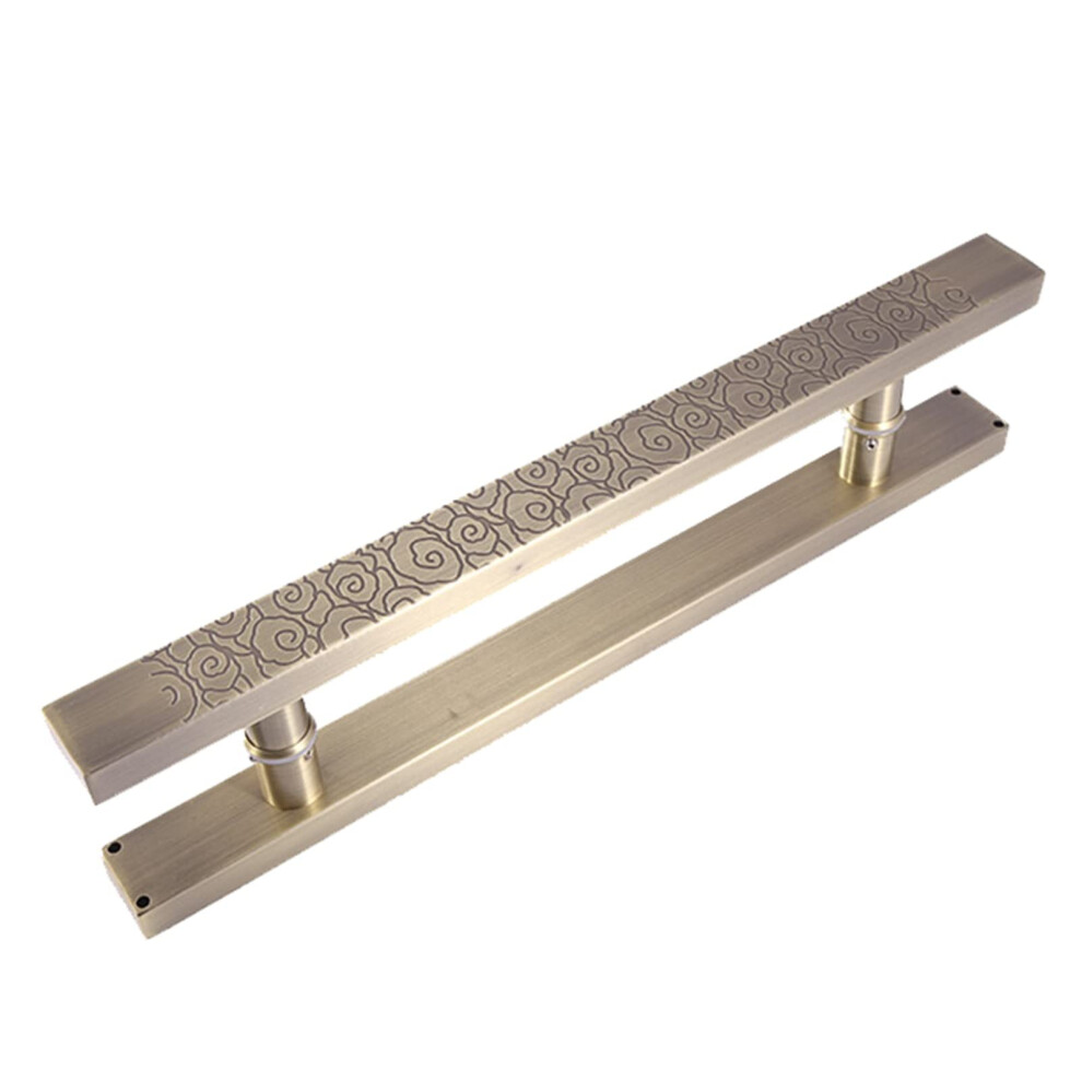 Gold 60Cm Stainless Steel Door Pull Handle, Modern H Shape Sliding Glass Door Handle With CorrosionâResistant Build 9330225290834
