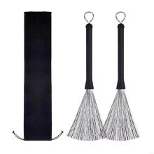 Brush Rubber Handle 1 Pair Retractable Steel Wire Drum Brush Musical Instrument Accessories