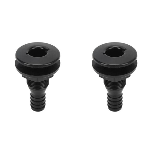 2X Boat Water Drain Scupper ABS 3/4in Black Through Hull Connector Hose Coupling Drain Outlet Replacement Hardware