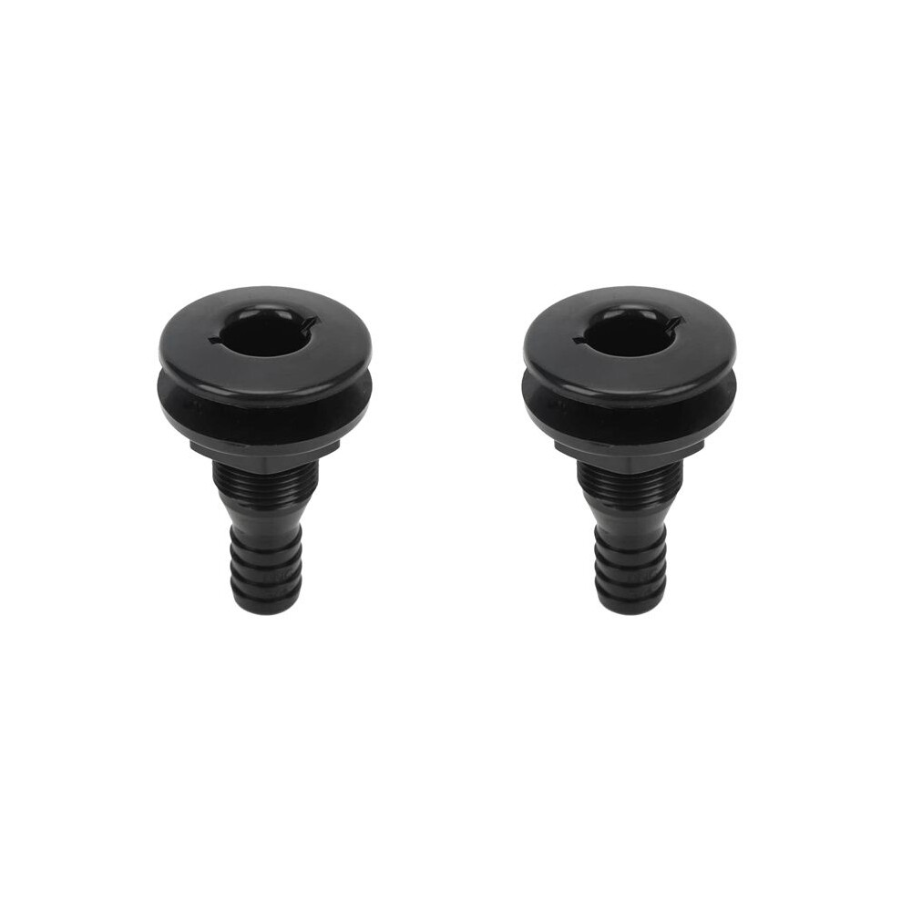 2X Boat Water Drain Scupper Abs 3/4In Through Hull Connector Hose Coupling Drain Outlet Replacement Hardware Black 4712778217028
