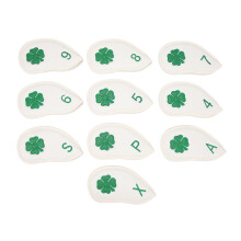 10 PCS Four Leaf Clover PU Golf Head Covers White