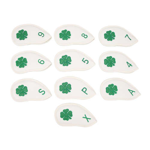 10 PCS Four Leaf Clover PU Golf Head Covers White