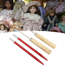 DIY Doll Wig Rooting Tool Copper Rod & Wooden Handle for Hair Art Supplies