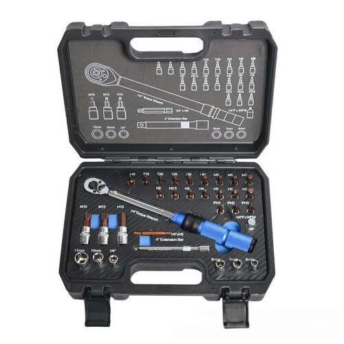 32Pcs Precise Double Scale Preset 1/4" Adjustable Torque Wrench Set for Bicycle Motorcycle Repair Socket Spanner Set