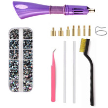 Kit D'Application de Strass Thermocollants avec Strass en Cristal AB, Crayons à Embouts et Pince à Épiler - Prise UE