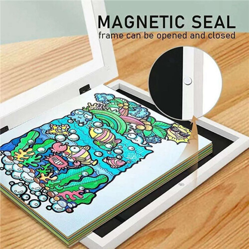 2X Kids Art Frames Front Opening Changeable Art Frame Picture Kids Artwork Frames Changeable Display Art Projects,White 2