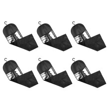 6PCS Extra Long Wig Hanger and Storage Bags, Dustproof and Waterproof Hair Extension Holder, Designed for Wigs Black