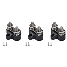 3X Terminal Block Studs M8 48V Junction Block Bus Bar Dual Heavy Duty Power Distribution Stud for Truck RV Boat,Black