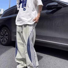 (Green,M)Freizeithose Dopamin gestreift Herren Sommer atmungsaktiver Stoff mit Kordelzug