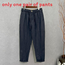 (Navy,3XL)Atmungsaktive Herren Leinenhose ohne Gummizug für Sommer drinnen und draußen