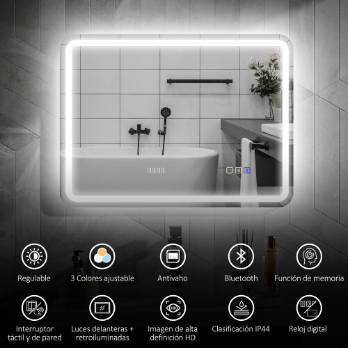 Homcom Espejo de Baño Gris 80 x 3.5 x 60 cm 2