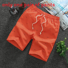 (Orange,M)Shorts masculinos de algodão ajuste relaxado com design de cordão para férias quentes
