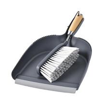 Mini Dustpan and Brush Set with Ergonomic Bamboo Grip, RubberEdged Dustpan for Desktop Cleaning