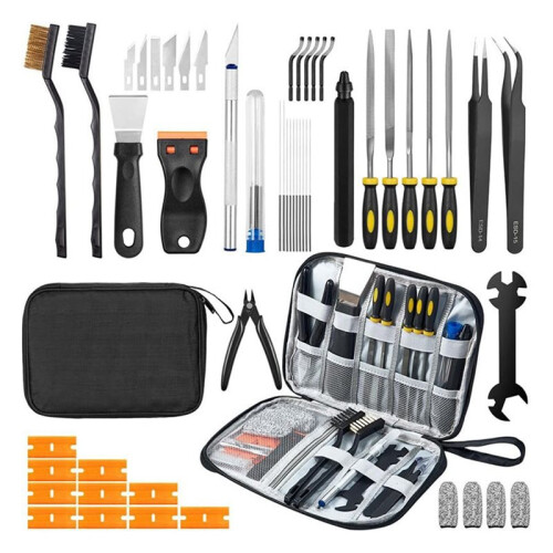 50Pcs 3D Printer Tool Kit for FDM/SLA Printers, Includes Nozzle Cleaning Kit,Scraper,Tool, Files, Brushes Kit with Case