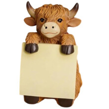 Highland Cow - Sticky Note Dispenser,3x3 Super Sticky Notes Holder,100 Sheets Resin Cute Handmade Desk Decor Brown