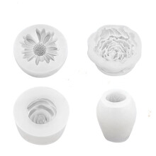 Set van 4 Siliconen Mallen voor 3D-Bloemen: Madeliefjes, Pioenrozen, Rozen en Tulpen voor Het Maken van Kaarsen, Zeep, Epoxy en Andere