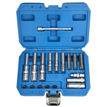 18PC 3/8" 1/4" Drive Glow Plug Removal Socket Set for Efficient Auto Repair
