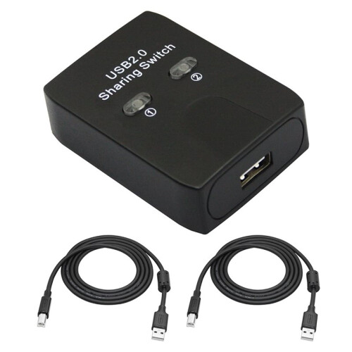 USB2.0 Printer Sharing Device 2 in 1 Out Printer Sharing Device 2-Port Manual KVM Switching Splitter Hub Plug and