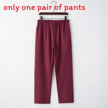 (Red,3XL)Chinesischer Stil Herren Leinen Freizeithose mit Bändern für bequeme Sommerkleidung