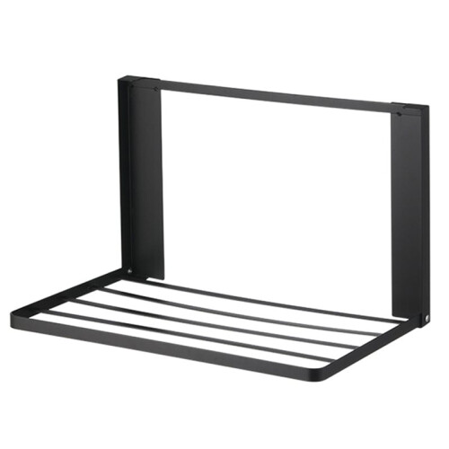 Space-Saving Magnetic Shelf Foldable Laundry Room Organizer Magnetic Folding Storage Rack for Washing Machine Black