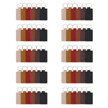 60 Pcs Leather Key Fob Kit,Rectangular PU Leather Keychain Blanks with Keychain Rings,Engraving Keychain,DIY Crafts