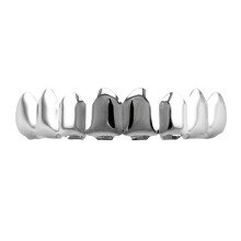 2X Nuovo Hip Hop Denti Set Top Inferiore Della Bocca Denti Grill Moda Rimovibili Dental Grills Gioielli (Argento + Bianco)