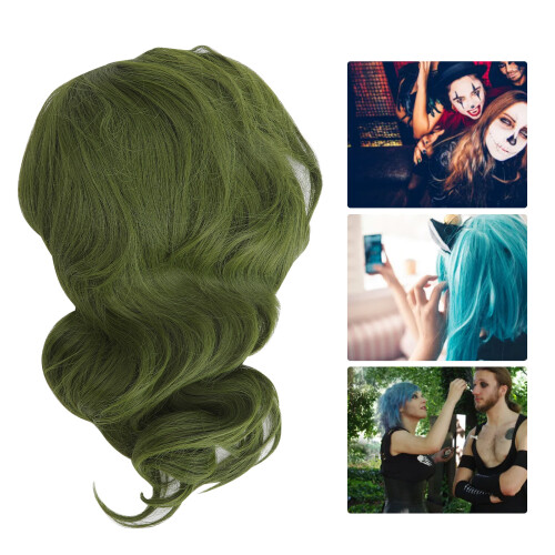 Model: Short Wavy Wig, Breathable, Green
