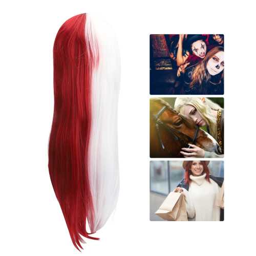Color Block Long Straight Anime Wig - Adjustable