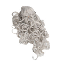 Matte Silver Long Curly Braided Wig 28.3in 72cm