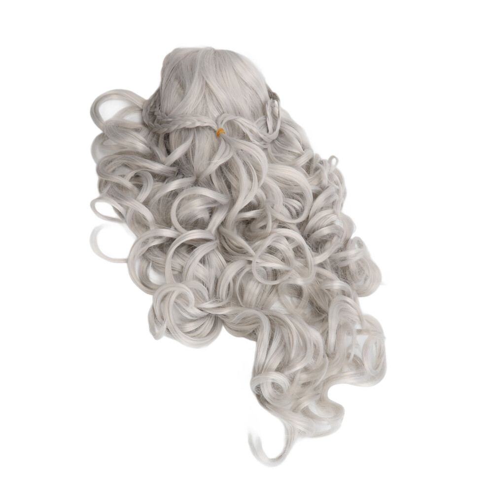Unisex Silver Matte Long Curly Braided Wig 72Cm / 28.3In