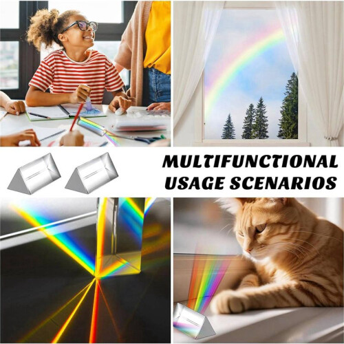 8Pcs Clear Triangular Prism for Rainbow Lights Crystal Optical Prisms Glass Physics Teaching Refracted Light Spectrum 1