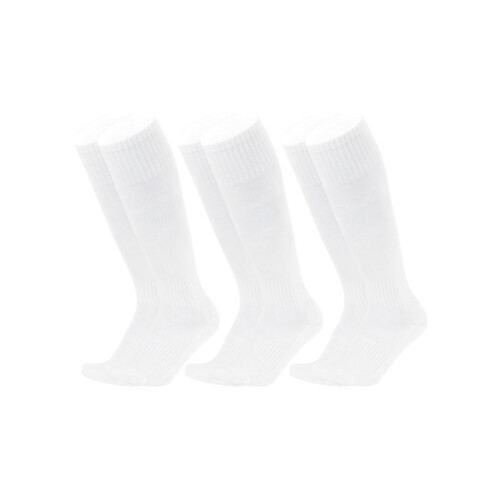 3 Pair Long Knee Athletic Sock Elastic Comfort-White aldult