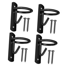 Heavy Duty Wall Mounted Feed Bucket Holder High-Black 4 pieces