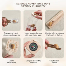 Wooden Bug Catcher Kit for Kids Outdoor Explorer Set Magnifying Glass STEM Learning Toys for Ages 3-8 Nature Gift