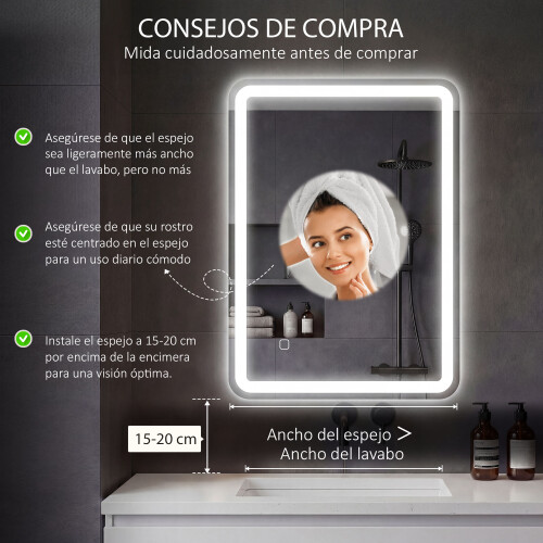 Homcom Espejo de Baño Gris 70 x 4 x 90 cm 1