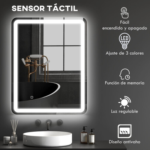 Homcom Espejo de Baño Gris 70 x 4 x 90 cm 2