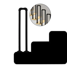 Wrought Iron Handrail Matte Black 75cm Metal Stair Railing for Balcony Corridor with Easy Installation Kit