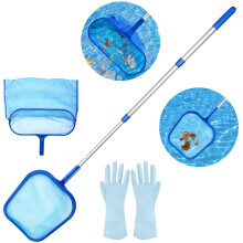 Pool Skimmer Net with 45' Telescopic Handle, Fine Mesh Deep Bag Leaf Skimmer for Pool, Pond and Spa