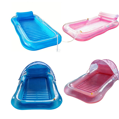 Inflatable Water Pad Sunbathing Floating Pad-Covered in pink 2