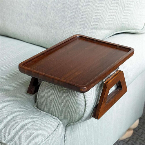 2X Sofa Armrest Clip Tray Armrest Tray Portable Table Side Table Sofa Table Sofa Tray for Cupcake Coffee Dark Brown