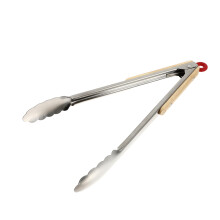 Stainless Steel Kitchen Tongs with Wooden Handle, HeatResistant Bread Tongs for Cooking and Baking