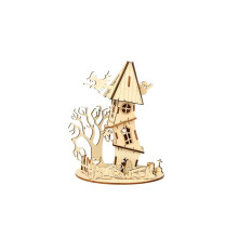 Halloween Wooden Puzzle 3D Wooden Haunted House with Authentic Mortise Assembly DIY Craft Kit Decor